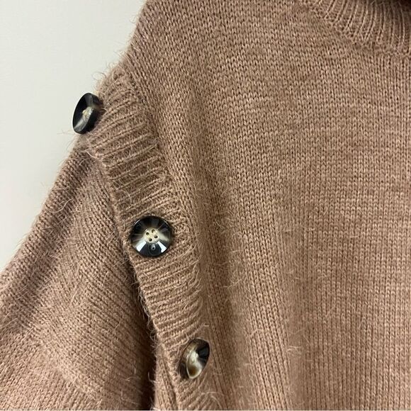 Pol fuzzy tan sweater with side buttons. Size M - Picture 2 of 6